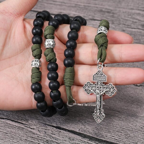 Nazareth Store St Michael Paracord Rosary Beads Rugged Rosary Necklace Strong Corded Catholic Pardon Crucifix - Image 5