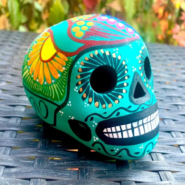 Artesano Valentine's Collection Ceramic (NOT Resin) Hand-Painted Mexican Sugar Skull | Terracotta Clay | ONE 3" Calavera Dia de Los Muertos Day of The Dead Cinco de Mayo [Random Color SP] - Image 3