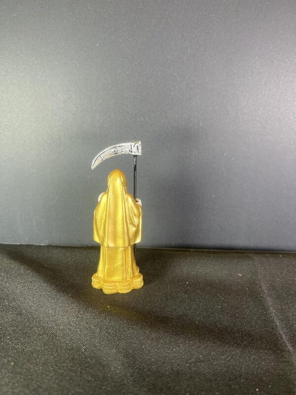 3" Santa Muerte Skull Coin Base Figures, Gold Robe, Mini - Image 3