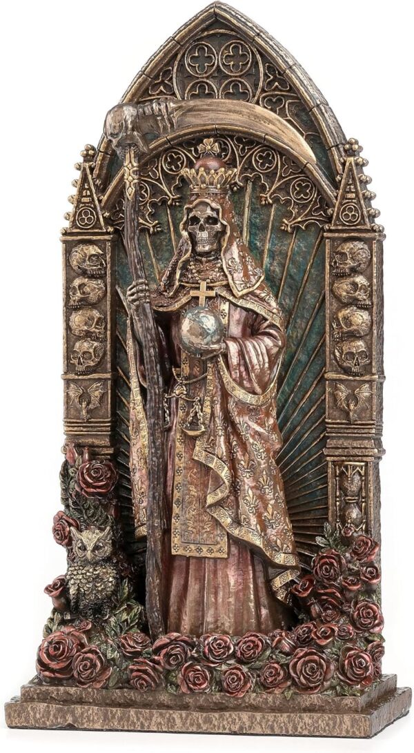 Veronese Design 9 3/8 Inch Regal Santa Muerte Dia De Los Muertos Arch Cold Cast Resin Bronze Finish Sculpture