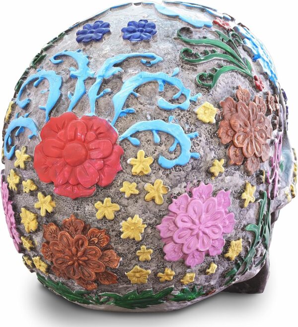 READAEER Life Size Skull Resin Colorful Floral Human Skull Model Adult Head Bone Model Day of The Dead Décor - Image 9