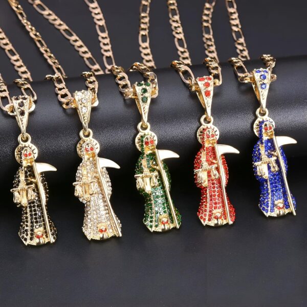 Mai & Claire 14K Gold Filled Santa Muerte Necklace For Women And Men - Santa Muerte Pendant Chain Religious Amulet Hip Hop Jewelry, Memento Mori - Image 5