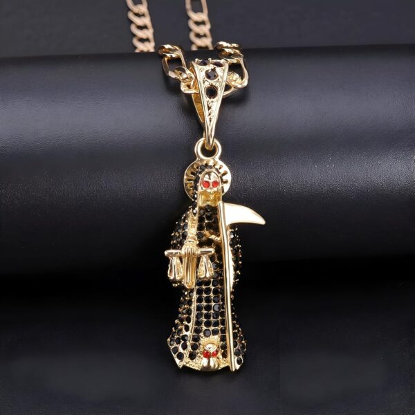 Mai & Claire 14K Gold Filled Santa Muerte Necklace For Women And Men - Santa Muerte Pendant Chain Religious Amulet Hip Hop Jewelry, Memento Mori - Image 2