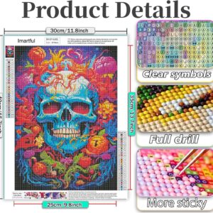 Imartful Skull Diamond Art Kits for Adults - Sugar Skull Diamond Painting Kit - Full Dill Skull Diamond Art Painting Kits - Craft Kits Diamond Painting for Wall Home Decor Sugar Skull Decor