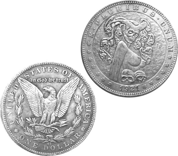 Santa Muerte Novelty V2 Good Luck Heads & Tails Vintage Novelty Hobo Token Coin - Image 2