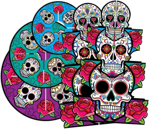 Beistle Day of The Dead Cupcake Stand, 16”- Dia de Los Muertos 3-Tier Treat Display, Sugar Skull Dessert Tray for Halloween Celebrations and Mexican Fiestas - Image 3