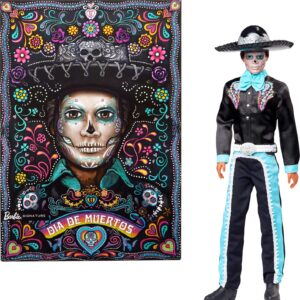 Barbie Signature Doll, 2024 Día De Muertos Ken Collectible in Black Suit with Sky Blue Accents, Hat and Belt Accessories