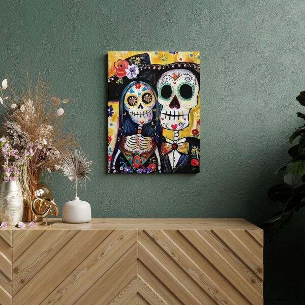 Sugar Skull Wall Art, Colorful Day of the Dead Canvas Prints, Art Home Decor for Living Room, Bedroom, Halloween, Unframed 8x12 Inch - Image 2