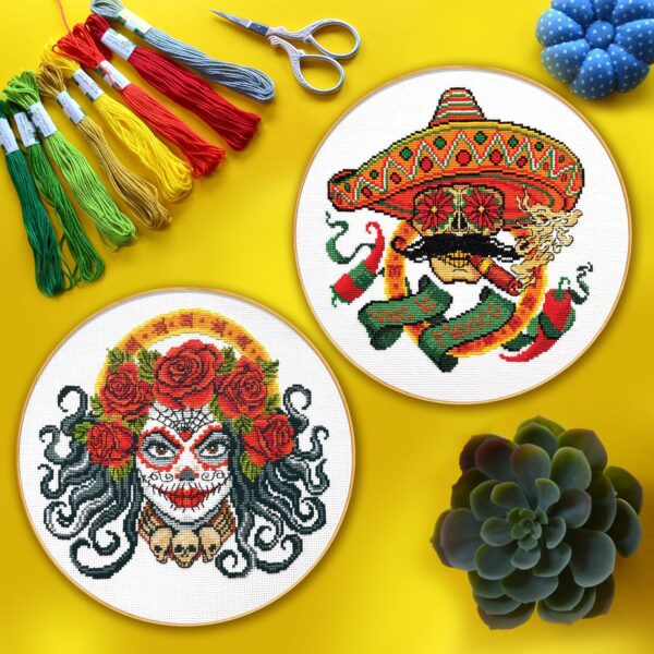 'Santa Muerte' Counted Cross Stitch Kit for Adults - DIY Needlework Set with Design Pattern - Halloween, Day of The Dead, Día de Los Muertos Embroidery Kit - Image 8