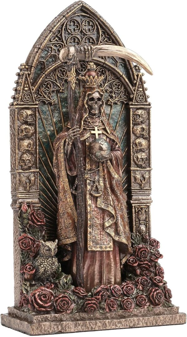 Veronese Design 9 3/8 Inch Regal Santa Muerte Dia De Los Muertos Arch Cold Cast Resin Bronze Finish Sculpture - Image 3
