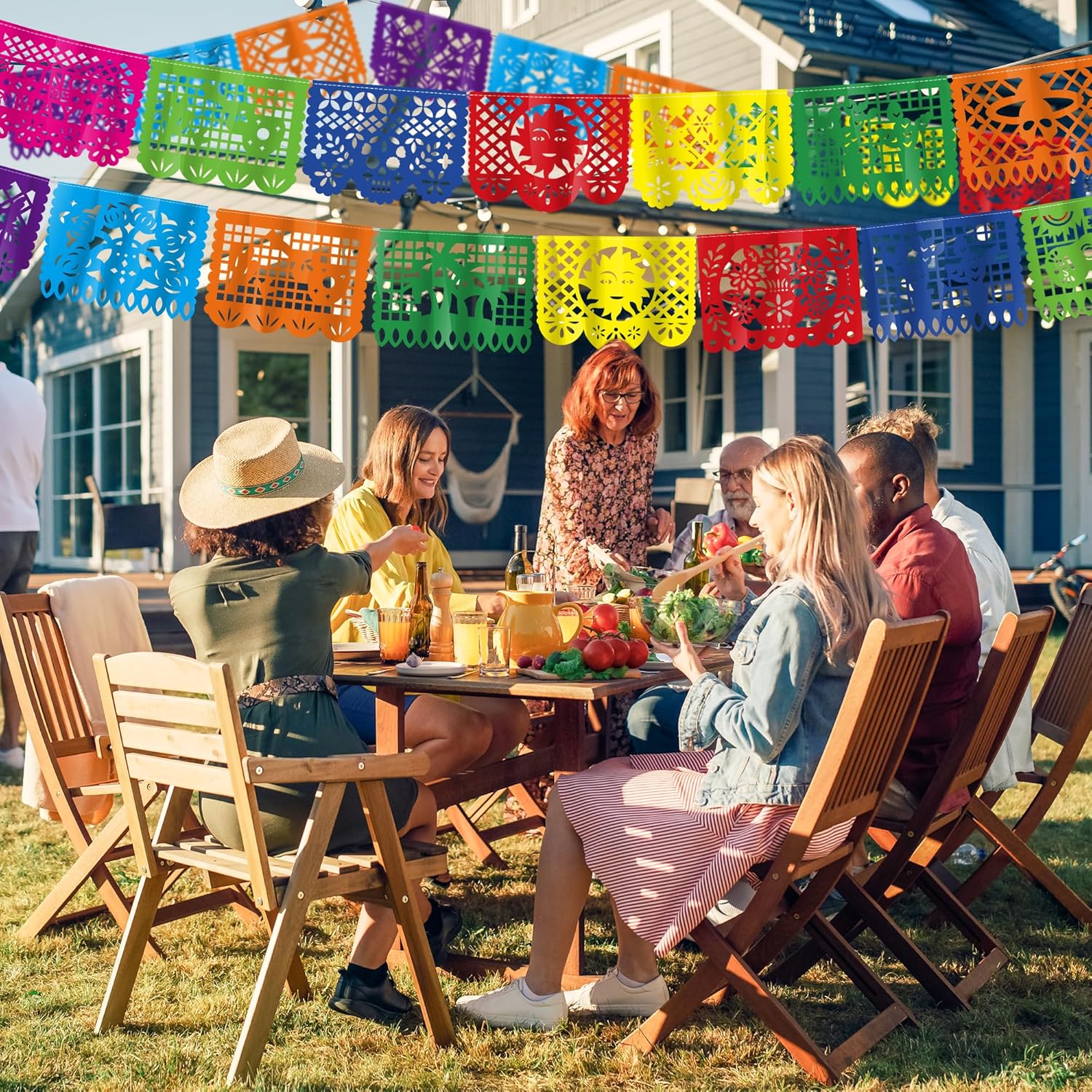 36 FT Cinco De Mayo Decorations, 2 Pack Mexican Party Banner, Plastic Fiesta Banner Colorful Papel Picado Hanging Banner String Flags Mexican Theme Party Dia De Los Muertos Day of the Dead Decor - Image 6