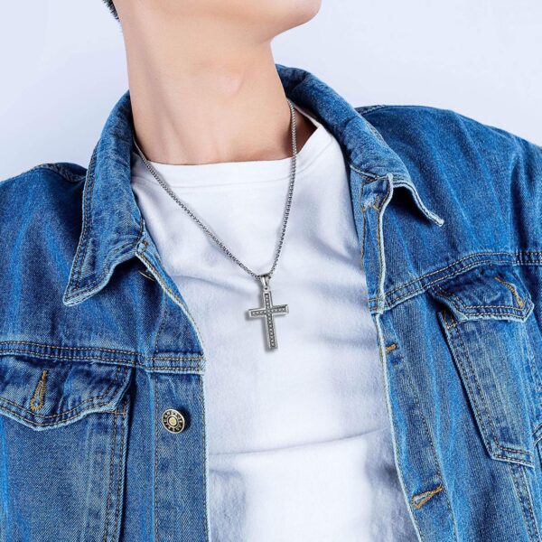 YL Men's Cross Necklace 316L Stainless Steel Jesus Ankh Pendant Rolo Chain Jewelry - Image 2