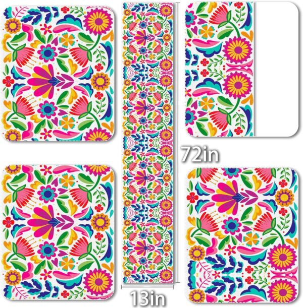 Vohado Mexican Floral Table Runner Cinco De Mayo Decoration Dia De Los Muertos Let's Fiesta Party Supply Home Kitchen Altar Decor (13" x 72", Pattern-B) - Image 3