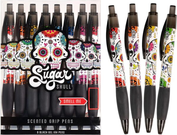 Sugar Skull Smens - Patented Gourmet Scented Pens, Black Ink, Medium Point - 8 Count - Image 5
