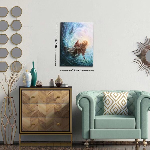 Jesus Christian Wall Art, Hand of God Canvas Paintings Posters Prints, Christ Religion Bible Jesus Salvation Wall Decor for Church Study Prayer Room Home Decoration 12x16 in Framed - Image 3