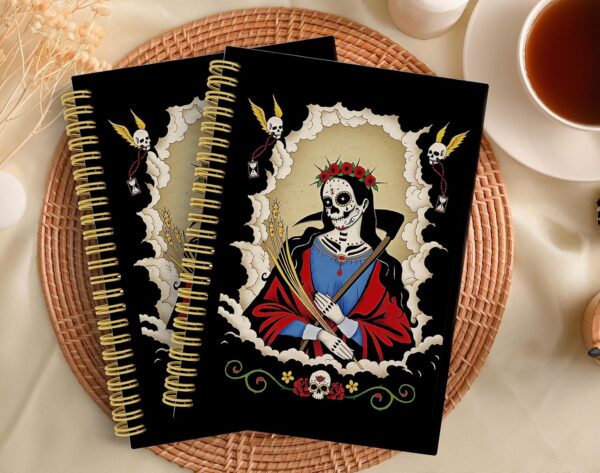 Knibeo Gothic Santa Muerte Day Of The Dead Grim Reaper Art Lined Hardcover Spiral Notebook Journal 5.5×8.3 Inch,College Ruled Notebook for Work Notes Journaling,Gothic Gifts,Halloween Gifts - Image 4