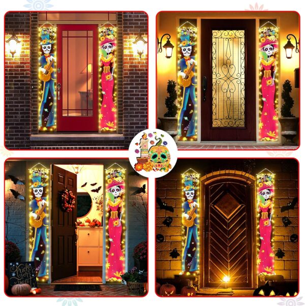 Halloween Decorations Indoor Dia De Los Muertos/Day of The Dead Decorations Lighted Porch Signs Banners Outdoor Wall Door Decor (Not Batteries Included) - Image 7
