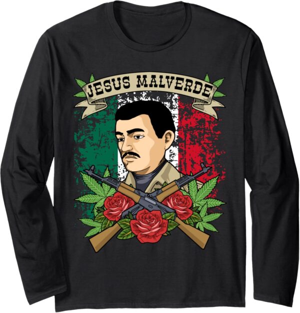 Jesus Malverde Women's Men's T-Shirt Mexico Jesus Malverde Long Sleeve T-Shirt