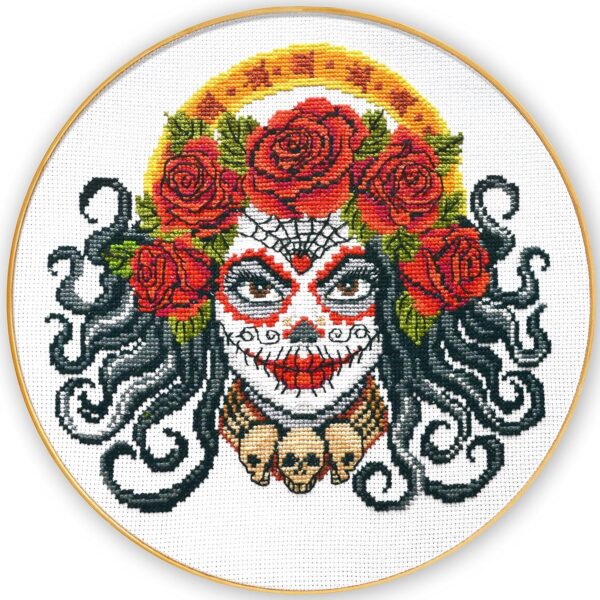 'Santa Muerte' Counted Cross Stitch Kit for Adults - DIY Needlework Set with Design Pattern - Halloween, Day of The Dead, Día de Los Muertos Embroidery Kit - Image 7