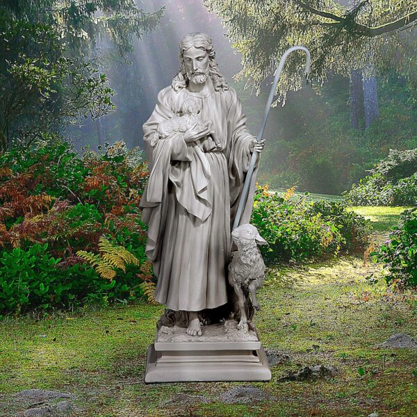Design Toscano EU1785 Jesus The Good Shepherd Religious Garden Statue, 12 Inches Wide, 8 Inches Deep, 28 Inches High, Antique Stone Finish - Image 6