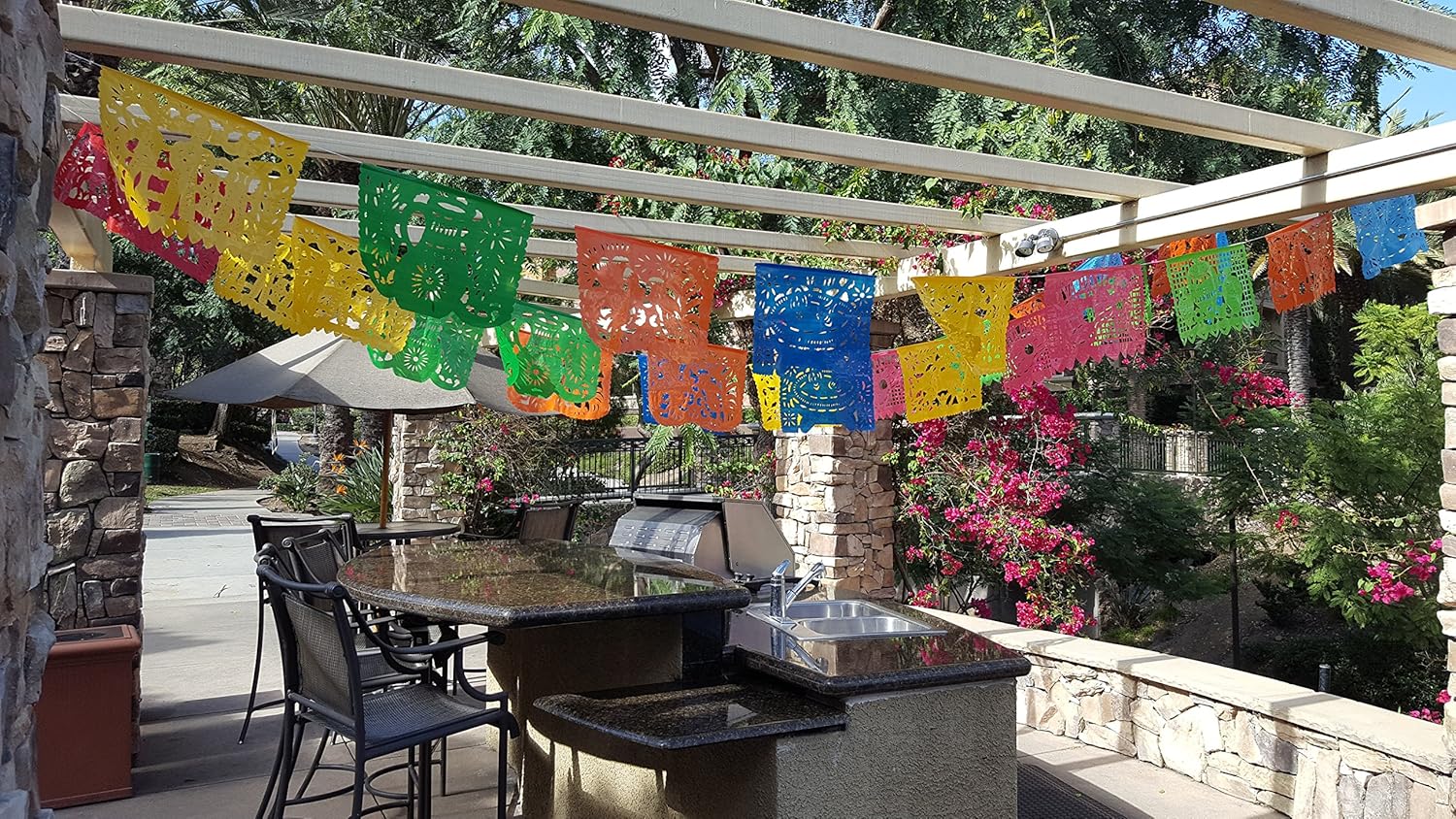 Large Plastic Papel Picado Banner - 15 Feet Long - Two Designs to choose from (3 Pack, Mexico Querido) - Image 3
