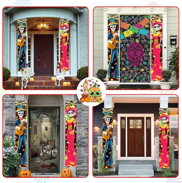 Halloween Decorations Indoor Dia De Los Muertos/Day of The Dead Decorations Lighted Porch Signs Banners Outdoor Wall Door Decor (Not Batteries Included) - Image 3