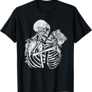 Santa Muerte Two Skeletons Kissing Graphic Art T-Shirt