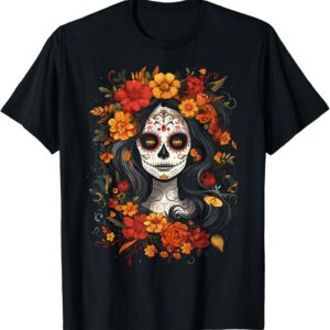 De Los Muertos La Catrina Day of the Dead Sugar Skull Women T-Shirt