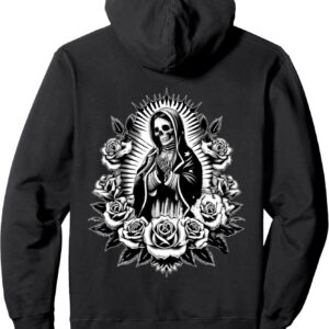 Santa Muerte Mexican Floral Saint Death Pullover Hoodie